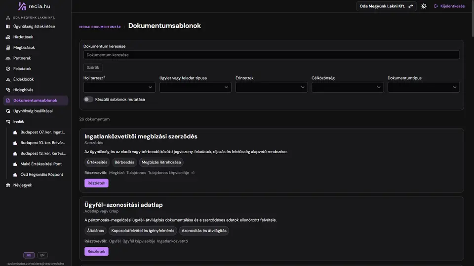 Dokumentumsablonok katalógusa