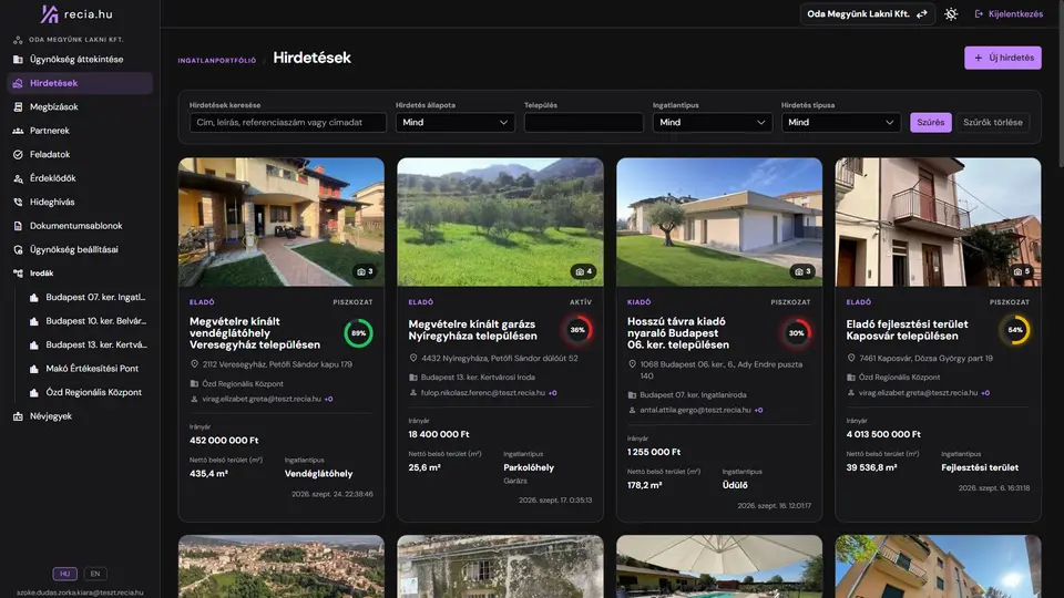 Hirdetések listája